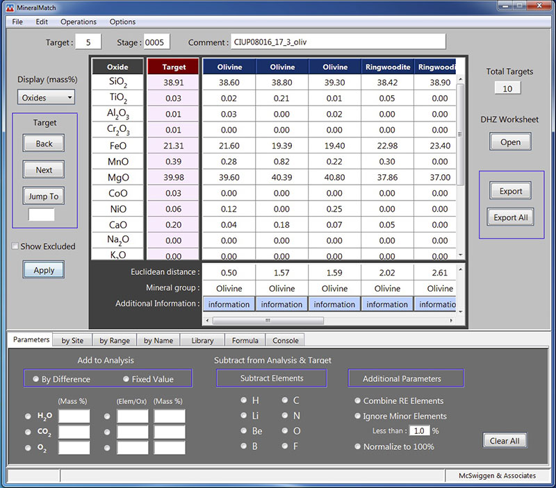 MineralMatch main display